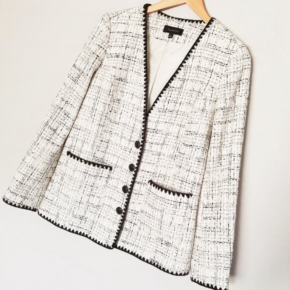 NEW Talbots Women's 6 Tipped Tweed Blazer Jacket Textured Classic Quiet Luxury - Picture 16 of 16